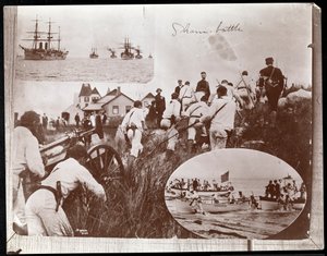 1891年のフィッシャーズアイランドの海軍保護区の3つの画像の以前のフォトモンタージュのコピー写真（写真プリント）
